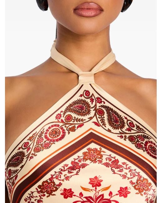 retroféte Pink Adelaide Neckholder-Minikleid mit Paisley-Print