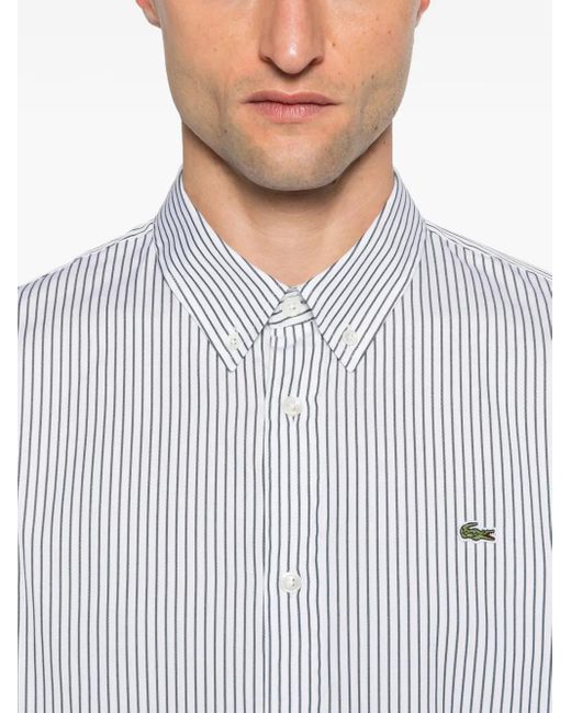 Polo Rayé À Patch Logo Lacoste pour homme en coloris White