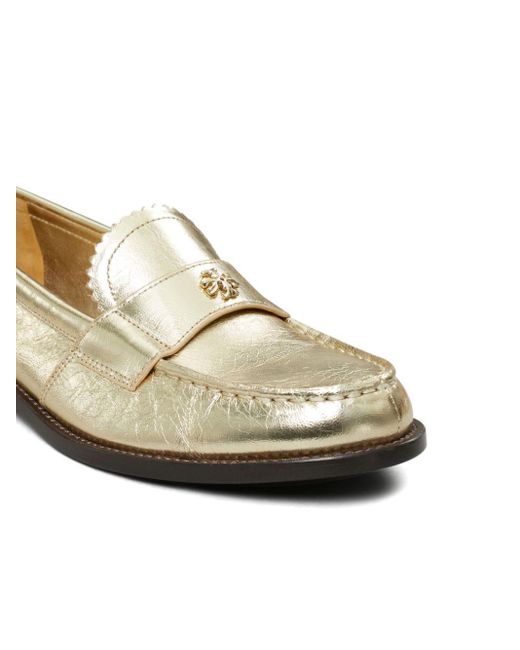 Tory Burch Natural Metallic Leather Loafers