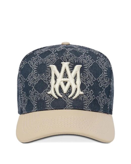 Amiri Blue Ma Leather Brim Denim Hat for men