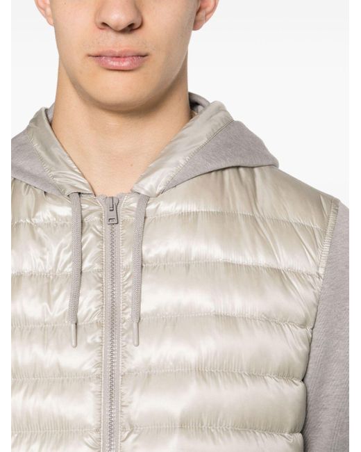 Herno Gray Padded-panels Jersey Hoodie for men