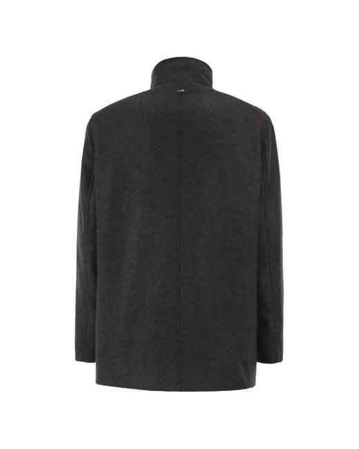 Herno Black Double-Breasted Coat for men