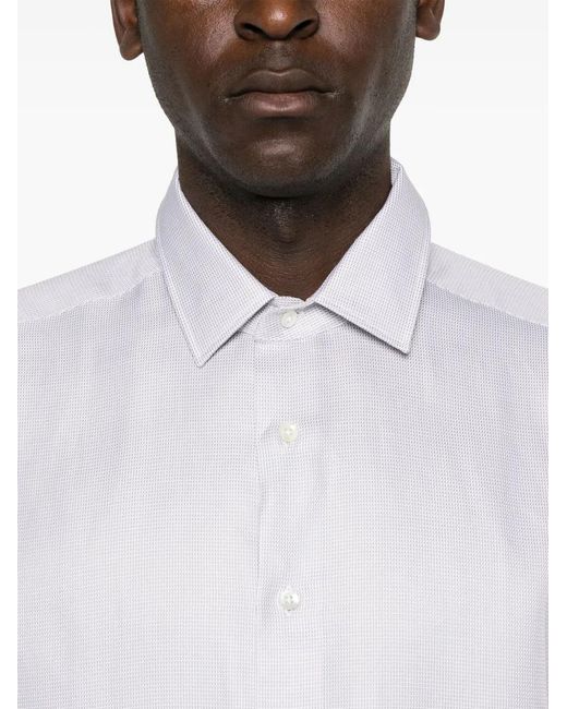 Canali White Geometric-Pattern Shirt for men