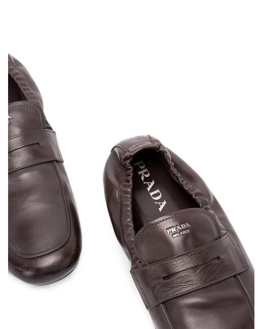 Prada White Leather Elasticated-Heel Loafers for men