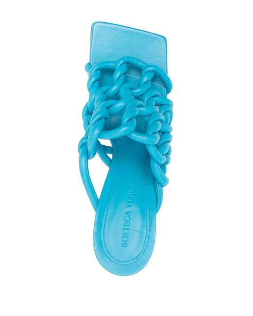 Bottega Veneta Blue 100mm Twisted Interwoven Leather Sandals