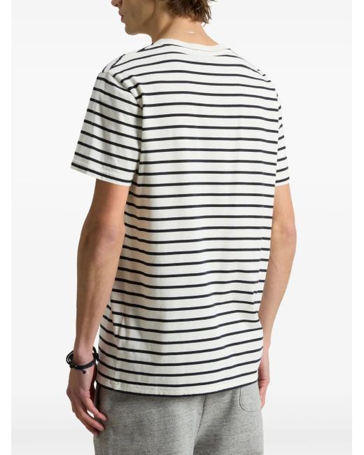 Woolrich White Striped Logo T-Shirt for men