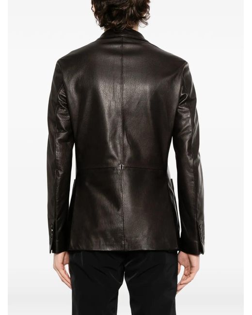 Tagliatore Wes Leren Jack in het Black voor heren