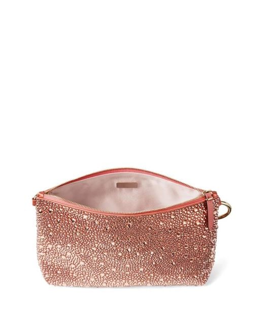 Jimmy Choo Pink Callie Grapefruit Satin Clutch Bag With Degradé Crystals