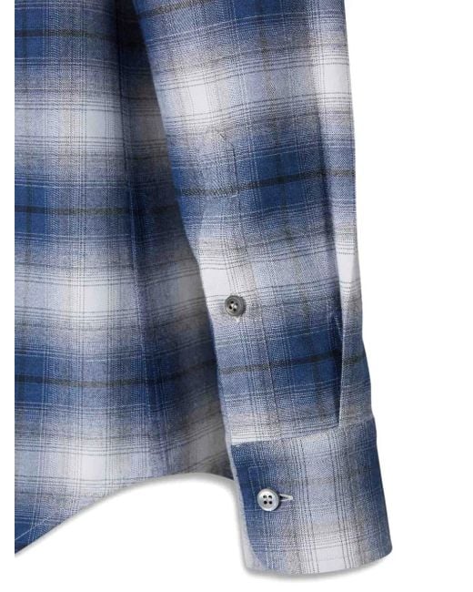 メンズ Brioni チェック シャツ Blue