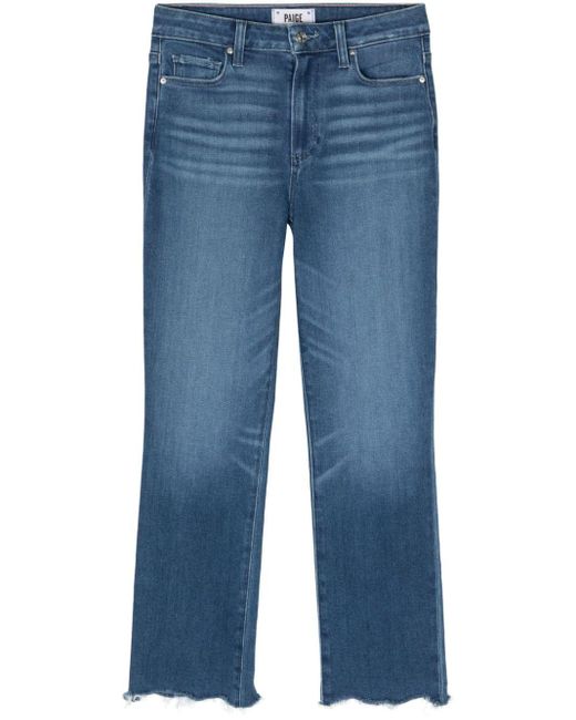 PAIGE Blue Raw-cut Hem Mid-rise Jeans