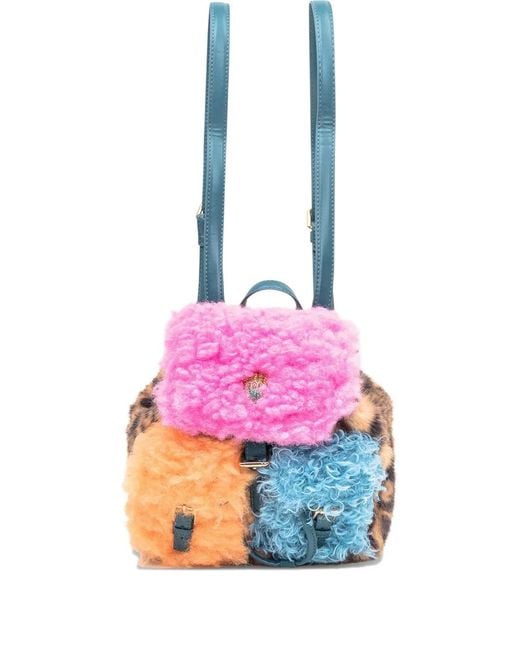 Kurt Geiger Pink Small Hoxton Leopard-Print Backpack