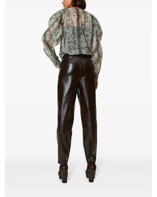 Twinset Black Faux-Lederhose in Kroko-Optik