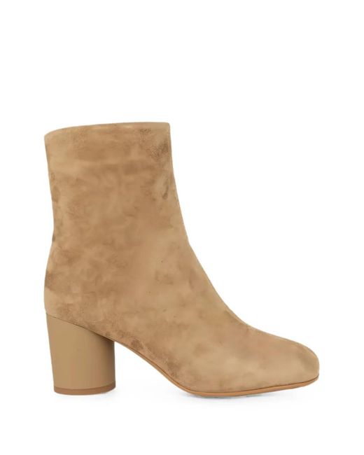Linda Baumann Natural Suede Block-Heel Ankle Boots