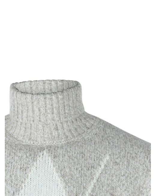 Eleventy Gray Diamond-Pattern Sweater for men