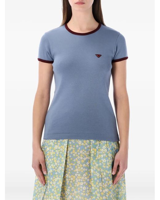 Camiseta Con Parche Del Logo Prada de color Blue