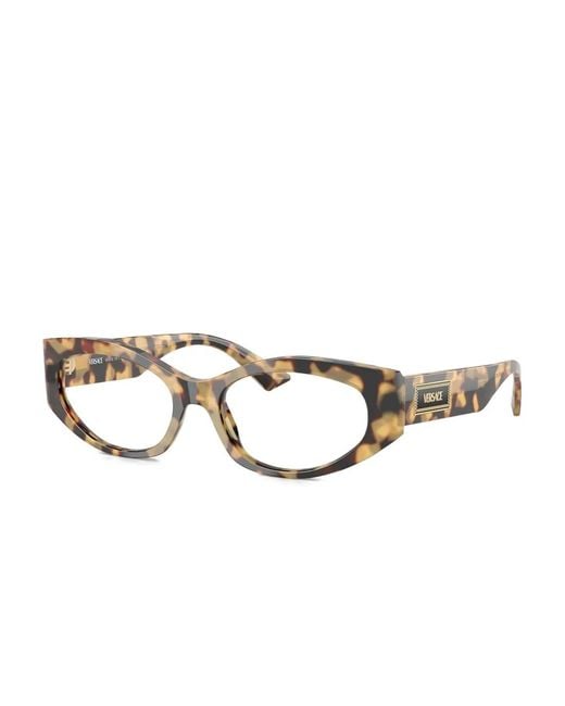 Versace Brown Tortoiseshell Rectangle-Frame Glasses