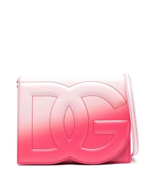 Sac à bandoulière en cuir à logo brodé Dolce & Gabbana en coloris Pink