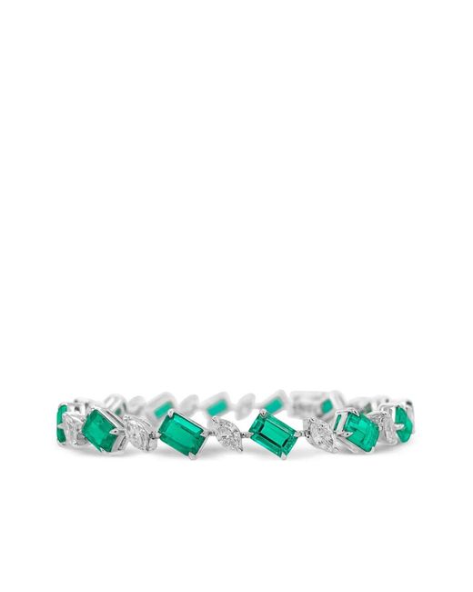 HYT Jewelry Green Emerald And Diamond Tennis Bracelet