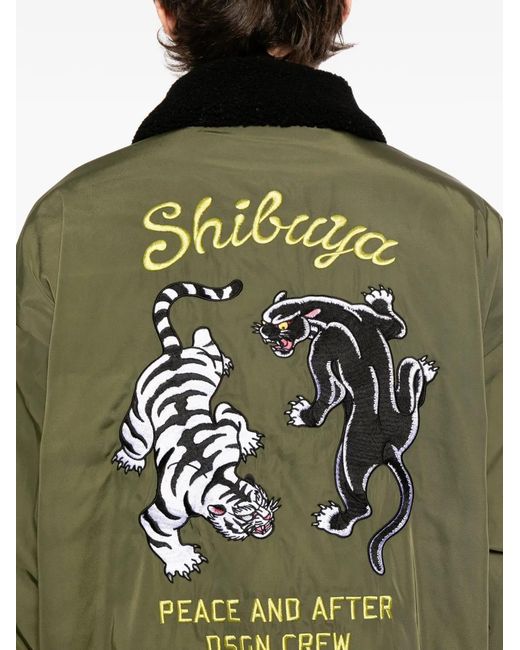 PEACE AND AFTER Green Zipped Embroidered Jacket for men