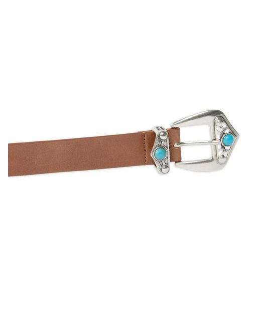 Pinko Brown Leather Belt With Stones, 3 Cm