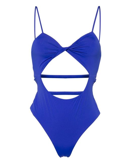Patrizia Pepe Blue Cut-out Swimsuit