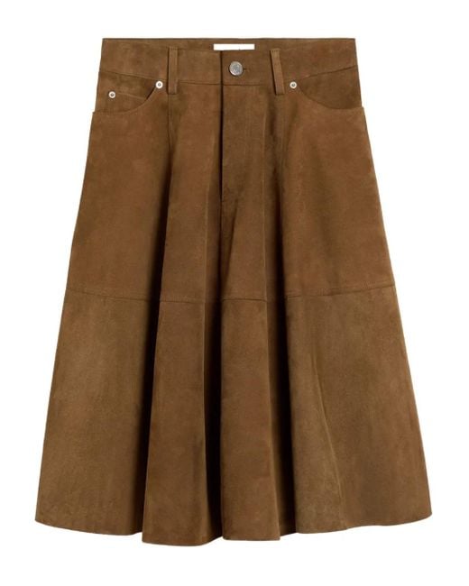 AMI スエード Aラインスカート Brown