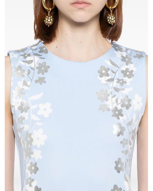 Vestido midi con estampado floral Cynthia Rowley de color White