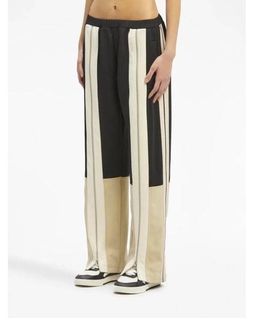 Palm Angels Black Striped Trousers With Zip