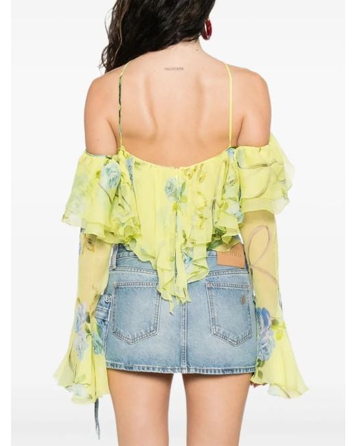 Blusa A Fiori Con Ruches di Blumarine in Yellow