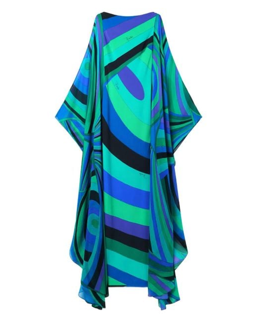Abito Lungo Con Stampa di Emilio Pucci in Blue