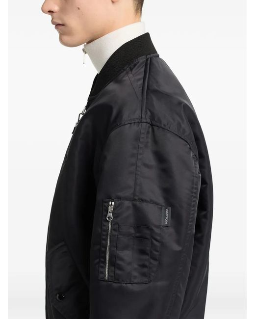 Courreges Blue Logo-Embroidered Zip-Up Bomber Jacket