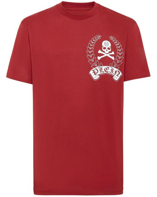 Philipp Plein Red Ss Logo-Print T-Shirt for men