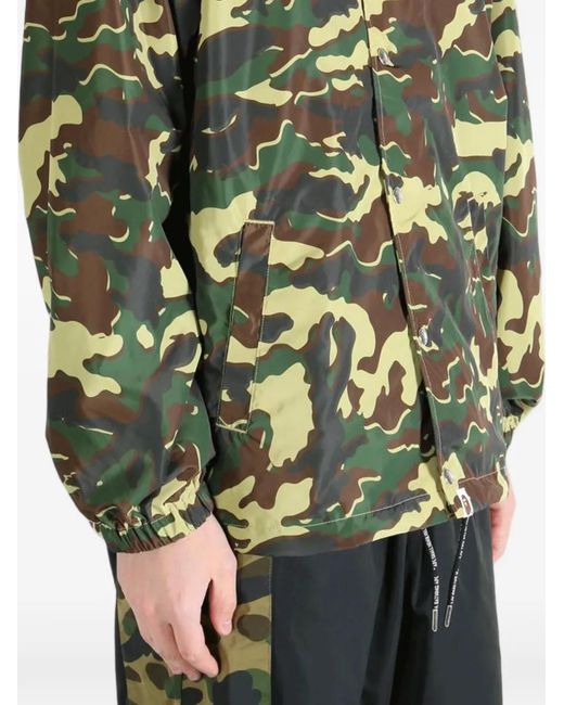 A Bathing Ape Green Camouflage-Print Logo-Patch Jacket for men