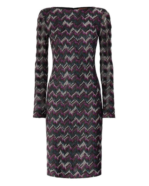 Missoni Women's Black Zigzag-Pattern Long-Sleeve Mini Dress -  buitengewoonvitaal.nl