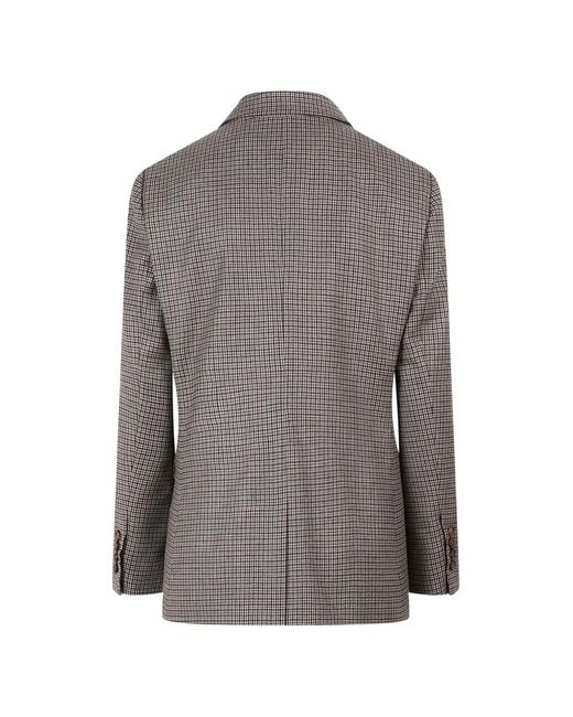 Brunello Cucinelli Brown Check-Pattern Tailored Blazer