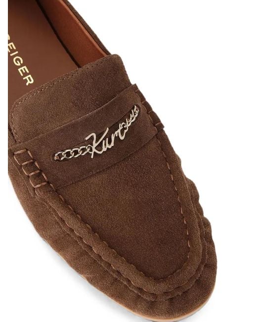 Kurt Geiger Brown Logo-Plaque Suede Loafers