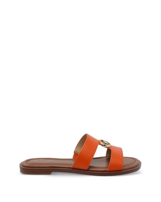 MICHAEL Michael Kors Brown Logo-Medallion Leather Sandals