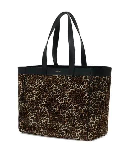 Anine Bing Black Medium Rio Leopard-Pattern Tote Bag