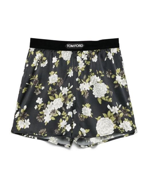 Tom Ford フローラル パジャマショートパンツ Black
