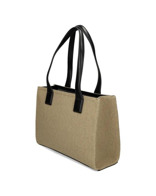 Love Moschino Natural Logo-Lettering Tote Bag