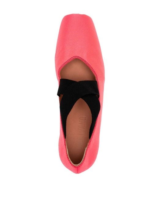 Uma Wang Pink Crossover-strap Ballerina Shoes