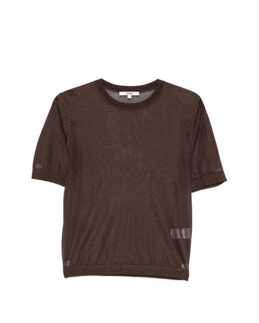 Maje Brown Short-Sleeve Metallic-Effect T-Shirt (Set Of Two)