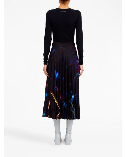 MM6 by Maison Margiela Red Abstract-Print Pleated Skirt