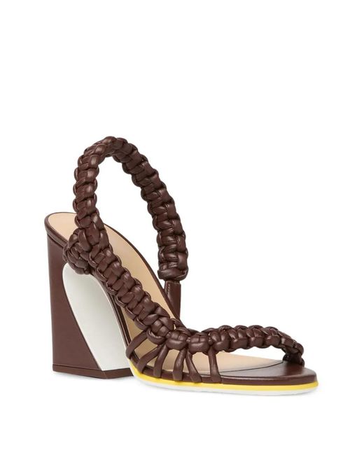 Fendi Brown Arco Braided Sandals