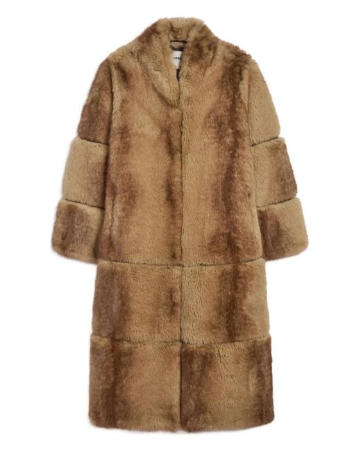 Apparis Brown Sylke Single-Breasted Faux-Fur Coat