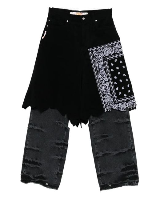 PDF Jeans mit Bandana-Einsatz in Black für Herren