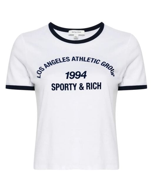 Sporty & Rich White Text-Print T-Shirt