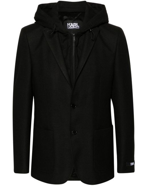 メンズ Karl Lagerfeld フーデッド シングルジャケット Black