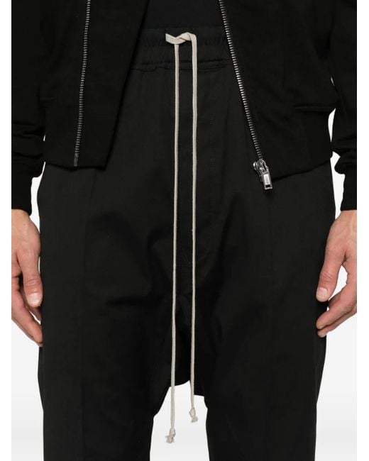 Rick Owens Black Drawstring Cropped Trousers for men