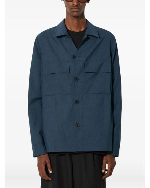Paul Smith Blue Double-Pocket Button-Down Shirt Jacket for men